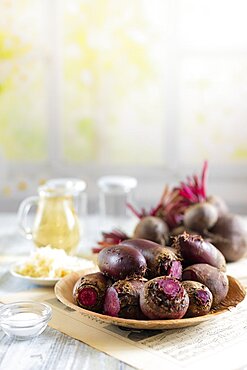 Food photography, beetroot (beta) pickling, beetroot