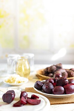 Food photography, beetroot (beta) pickling, beetroot