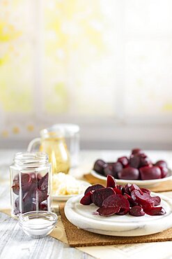 Food photography, beetroot (beta) pickling, beetroot