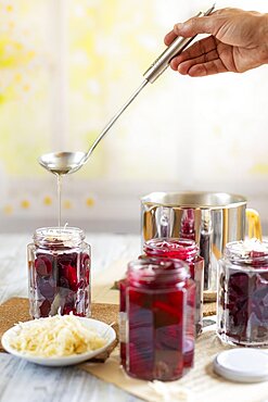 Food photography, beetroot (beta) pickling, beetroot