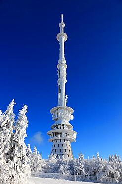 Ochsenkopf transmitter and radio relay node, TV tower, Fichtelgebirge, Bayreuth district, Upper Franconia, Bavaria, Germany, Europe