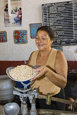 Grocery store. The groceries are distributed to the Cubans on meal cards, Trinidad, Cuba, Cuba, America, Central America