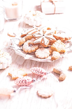 Homemade Christmas gingerbread and cookies with Christmas balls and ornaments