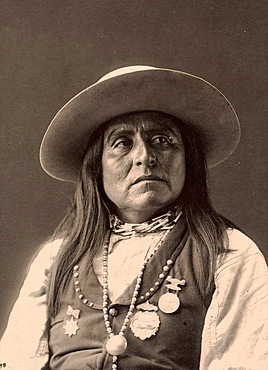 Josh, Chief of the San Carlos Apache Tribe, after a painting by F.A.Rinehart, 1899, Historic, digitally restored reproduction of an original from the period