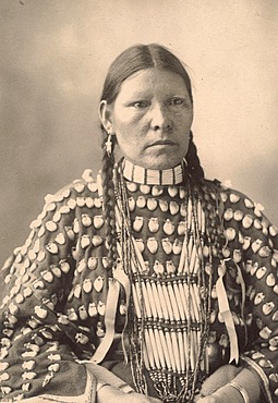 Freckled Face, woman from the Arapahoe tribe, an Indian people of North America, after a picture by F.A.Rinehart, 1899, Historic, digitally restored reproduction of an original from that time