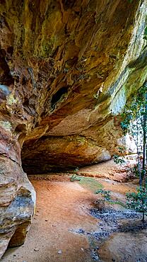 Overhanging cliffs at Pedra Furada, Unesco site Serra da Capivara National Park, Piaui, Brazil, South America