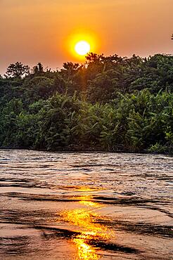 Sidearm of the Congo river at sunset, DR Congo