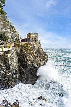 Dawn Tower overlooking the sea in Monterosso al mare, Cinque Terre, Liguria, Italy, Europe