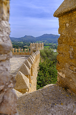 View from the Santuari de Sant Salvador Fortress, Arta, Arta, Majorca, Balearic Islands, Spain, Europe