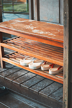 Clogs on a shelf