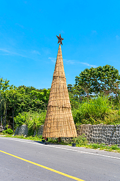 Large Christmas tree from bamboo in the tradition of the Toba Batak people on the Samosir island, within Lake Toba in the northern part of Sumatra