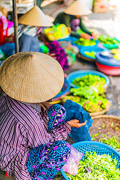 Women selling food on the street of Hoi An in Quang Nam Province, Vietnam, Asia