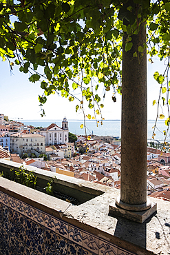 View of Lisbon Bay from the Miradouro de Santa Luzia, Lisbon, Portugal, Europe