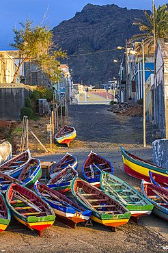 Wooden boats at the beach. San Antao. Cabo Verde. Africa