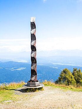 Artful wooden sculpture, Gerlitzen Alpe, Gerlitzen, Carinthia, Austria, Europe