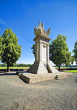 Monument of Encounter, commemorates the meeting of Soviet and American soldiers in 1945 on the Elbe, Torgau, Saxony, Germany, Europe