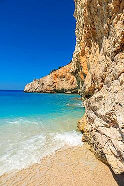 Sides of the cliffs of Porto Katsiki Beach on the island of Lefkada, Greece, Europe