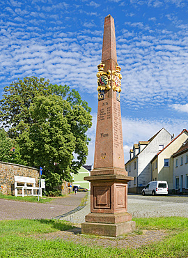 Wurzen post office milepost from the year 1724, Wurzen, Saxony, Germany, Europe