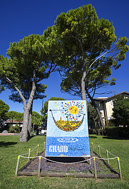 Grado mosaic billboard in the Marchesan park, Grado, Friuli Venezia Giulia, Italy, Europe
