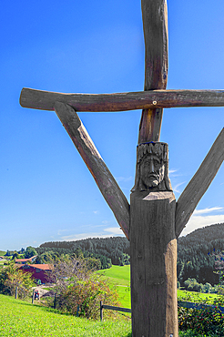 Cross or wayside cross, Ettensberg, municipality of Weitnau, Allgaeu, Bavaria, Germany, Europe