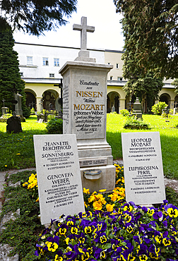 Grave of Leopold and Constanze Mozart, Sebastian Cemetery, Church of Saint Sebastian, Salzburg, Austria, Europe