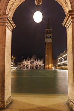 Flood, Acqua Alta, on St Mark's Square in Venice on 12 November 2019