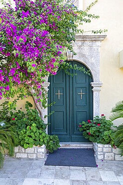 Door of the church in the Paleokastritsa monastery on Corfu