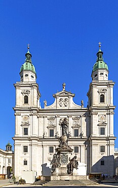 Marian column in front of the west façade of Salzburg Cathedral, Austria, Europe