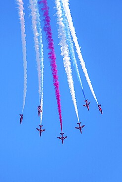 Red Arrows, Royal Air Force Aerobatic Team, Airshow 2024, Teignmouth, Devon, England, United Kingdom, Europe