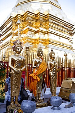 Golden Buddha statue in Doi Suthep Wat in Chiang Mai