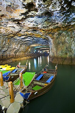 Beihei Tunnel, the former military tunnel designed to house equipment and personel is now used as a tourist attraction with free boat rentals to tour the caves