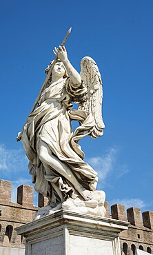 Angel statue with lance on the Ponte Sant'Angelo, Rome, Lazio, Italy, Europe