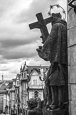Statue in beautiful Mala Strana district, Prague, Czech Republic, Europe