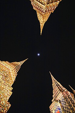 Bangkok, Thailand, April 26 2018: The grounds of Wat Phra Chetuphon temple on a peaceful night, Asia