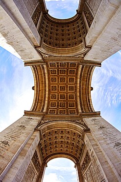 Arc de Triomphe in Paris Arch of Triumph low angle view at France