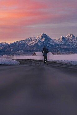 Winter landscape in the Allgäu near Halblech at sunrise