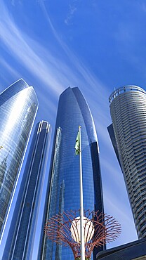 UAE, United Arab Emirates, Abu Dhabi downtown panorama and financial center skyline