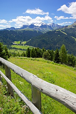 View from Col Alto, Corvara, Badia Valley, Bolzano Province, Trentino-Alto Adige/South Tyrol, Italian Dolomites, Italy, Europe