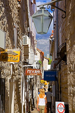 Narrow street, Old Town, Budva, Montenegro, Europe