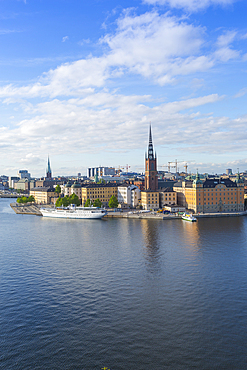 Riddarholmen Church and city skyline from Sodermalm, Stockholm, Sweden, Scandinavia, Europe