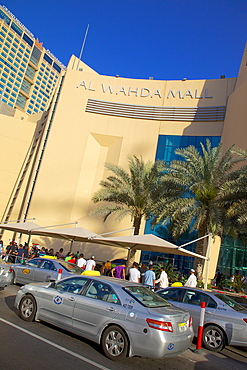 Al Wahda Mall and taxis, Abu Dhabi, United Arab Emirates, Middle East