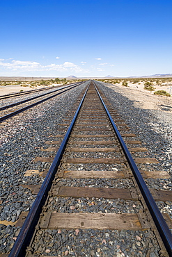 View of railway line close to Highway 15 in California, United States of America, North America