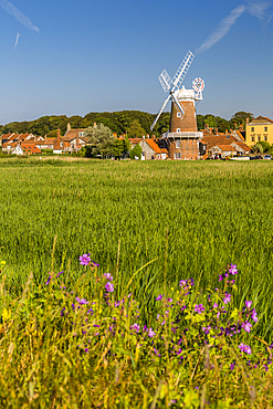 View of Cley Windmill on a summer day, Cley Village, Norfolk, England, United Kingdom, Europe