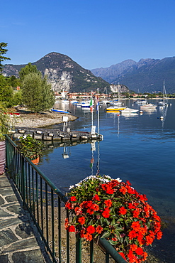 View of Feriolo and boats on Lake Maggiore, Lago Maggiore, Piedmont, Italian Lakes, Italy, Europe