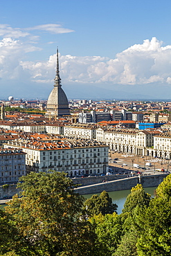 View of Turin from Santa Maria del Monte dei Cappuccini, Turin, Piedmont, Italy, Europe