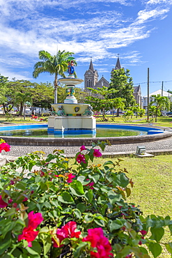 View of Independence Square and Immaculate Conception Catholic Co-Cathedral, Basseterre, St. Kitts and Nevis, West Indies, Caribbean, Central America