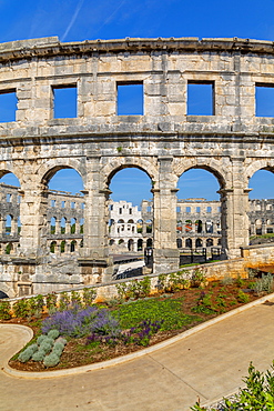 View of the Roman Amphitheatre, Pula, Istria County, Croatia, Adriatic, Europe