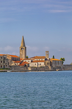 View of Old Town of Porec and Adriatic Sea, Porec, Istria Region, Croatia, Europe