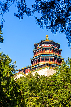 View of Tower of Buddhist Incense on Longevity Hill, Summer Palace, UNESCO World Heritage Site, Beijing, People's Republic of China, Asia