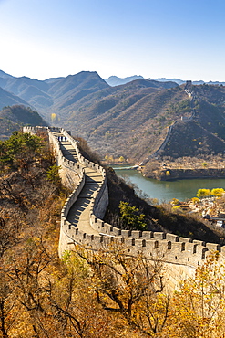 View of Great Wall of China at Huanghua Cheng (Yellow Flower), UNESCO World Heritage Site, Xishulyu, Jiuduhe Zhen, Huairou, People's Republic of China, Asia